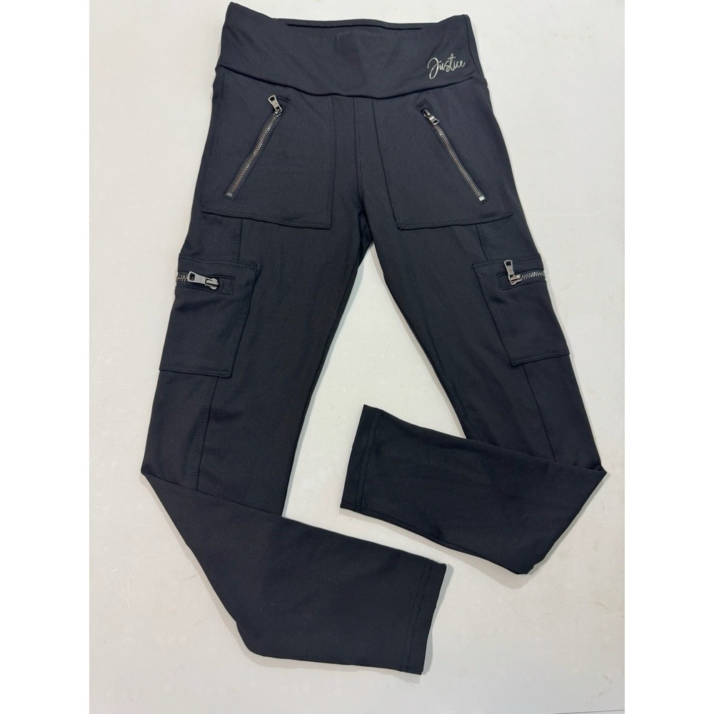 Justice Active Girl Black Ankle Leggings Size 10 Elastic Waist Stretch